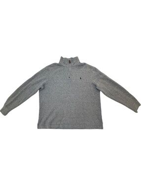 Polo Ralph Lauren Quarter Zip Sweater Mens L Gray 100% Cotton Pony Logo